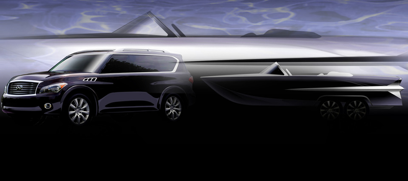 Illustration for article titled Infiniti stuffing 5.6-liter V8 in a boat